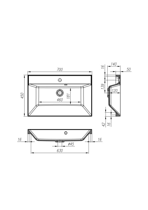 Тумба с раковиной Belbagno Marino 70 темное дерево  - 10