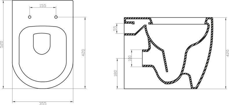 Чаша для унитаза приставного BelBagno Marino безободковая BB105CBR - 2