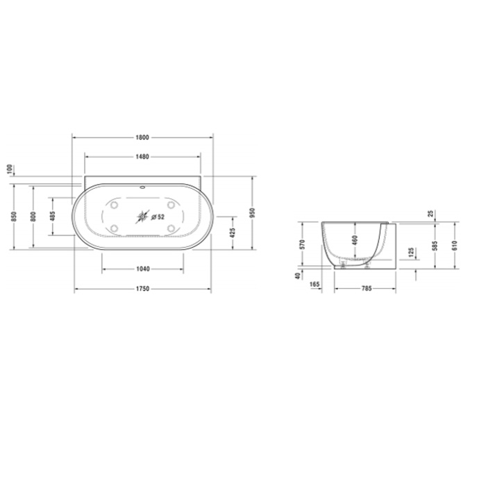 DURAVIT Комплект слива-перелива квадратно-овальный, новый, хром 792208000001000 - 1