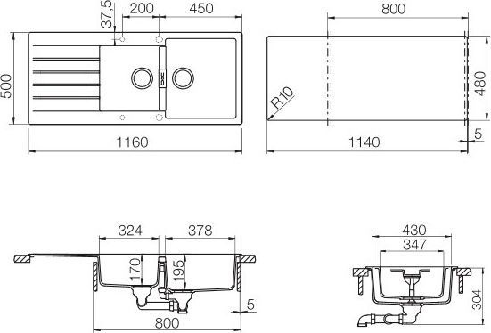 Мойка  Primus 80D  Cristalite оникс 700373 - 2