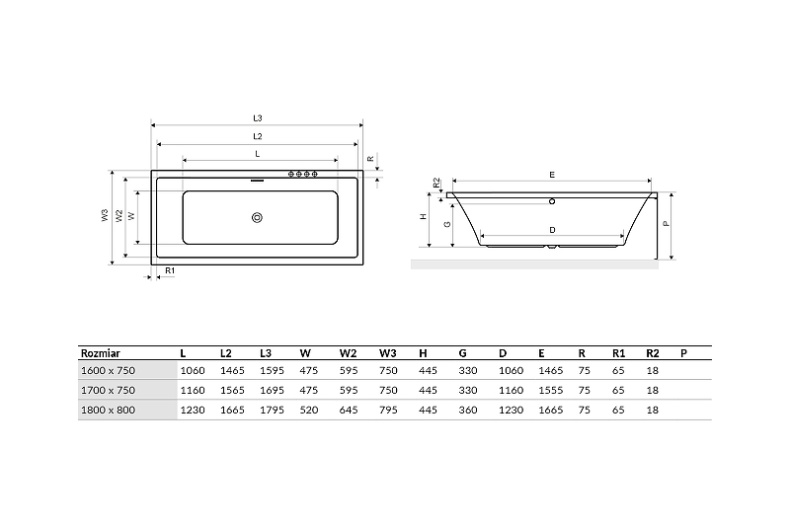 Акриловая ванна Excellent Heaven Slim 180х80 белая WAEX.HEV18WHS - 2