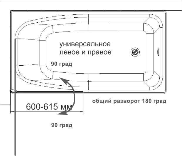 Шторка на ванну DIWO Коломна 4GW005 распашная, 60x150 - 7