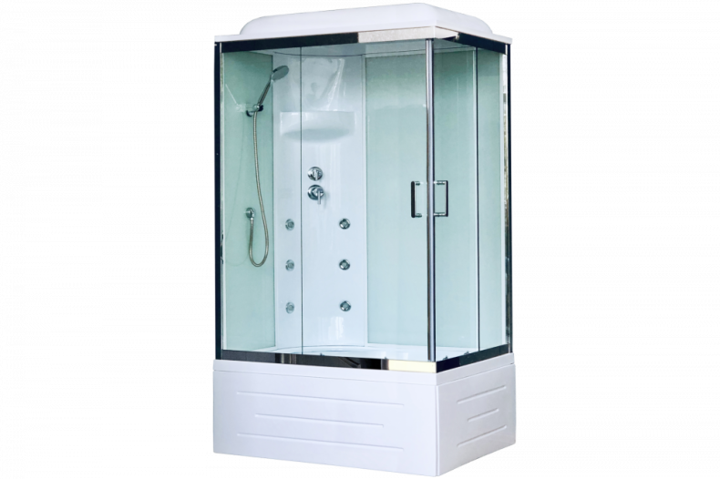 Душевая кабина Royal Bath 100х80 левая хром стекло прозрачное с гидромассажем RB8100BP3-WT-CH-L - 0