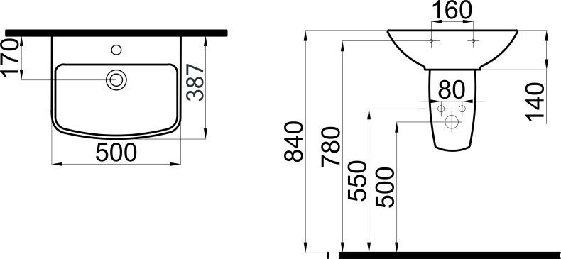 Раковина STWORKI Дублин 50 с полупьедесталом 562875 - 7