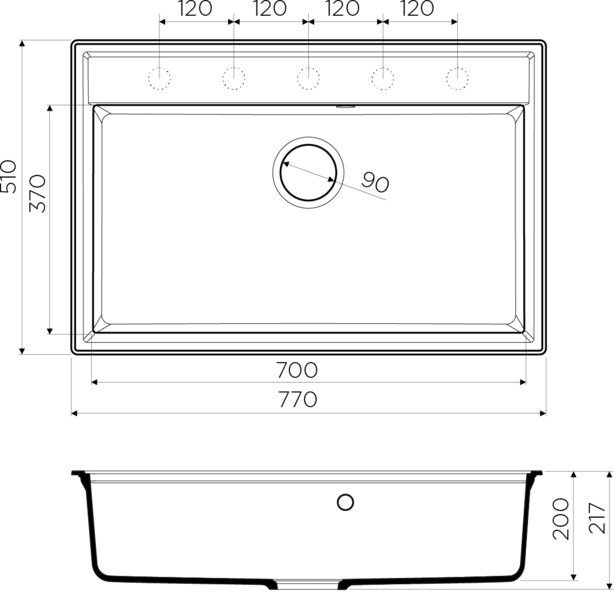 Мойка кухонная Omoikiri Daisen 77-PA пастила 4993626 - 1