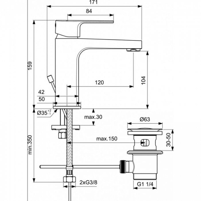 Смеситель для раковины Ideal Standard Cerafine D хром - серый BC686U8 - 1