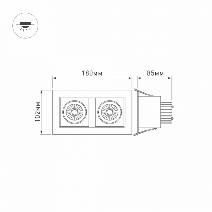 Встраиваемый светодиодный светильник Arlight CL-Kardan-S180x102-2x9W Warm 024127 - 5