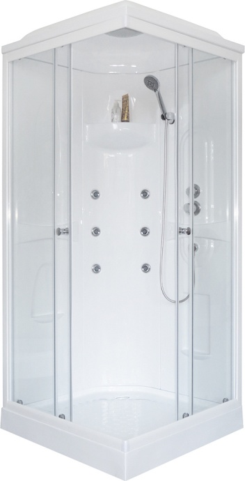 Душевая кабина Royal Bath HP 80x80 профиль белый стекло прозрачное с гидромассажем RB80HP2-T - 0