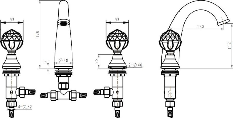 Смеситель Boheme Brillante Presente 357 для раковины - 3