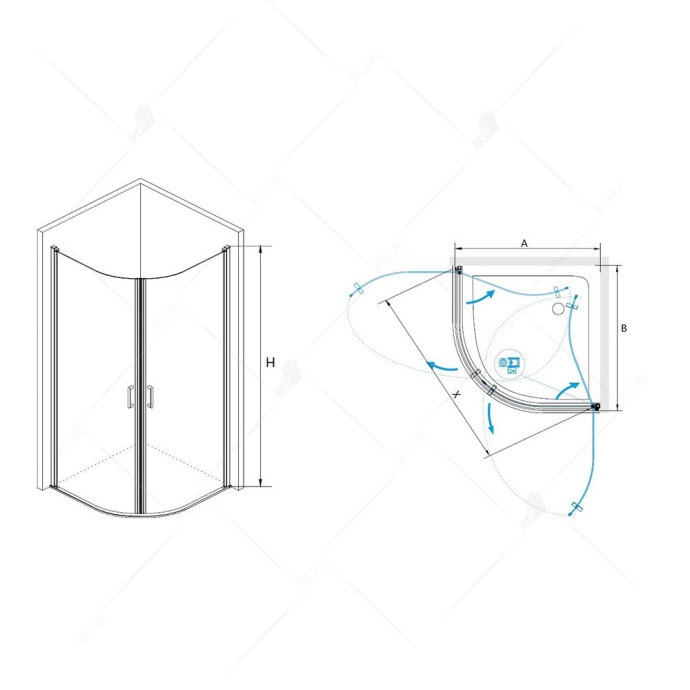 Душевой уголок Rgw Leipzig 80x80 см  06125488-11 - 1