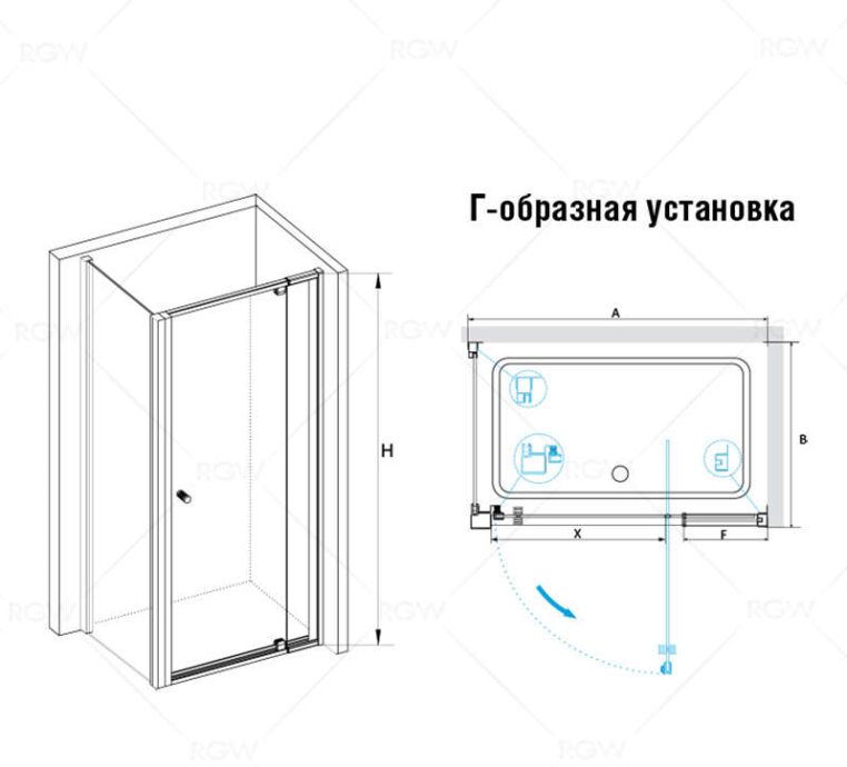 Душевой уголок RGW Passage 90х90 черный стекло прозрачное 41083299-014 - 1