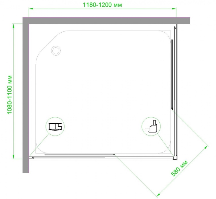 Душевой уголок Royal Bath HPD 110x120 профиль черный стекло прозрачное RB12110HPD-T-BL - 4