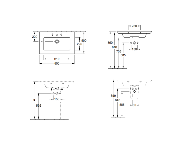 Мебельная раковина Villeroy & Boch Legato 80 см (4153 80 R1) 415380R1 - 1