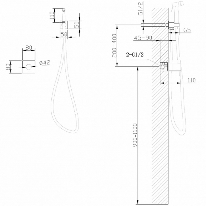 Гигиенический душ Abber Rund со смесителем хром AF8725 - 3