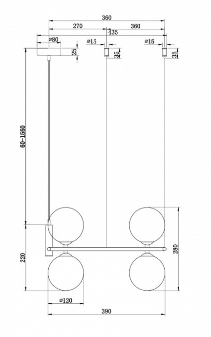 Подвесная люстра Maytoni Ring MOD013PL-04B - 2