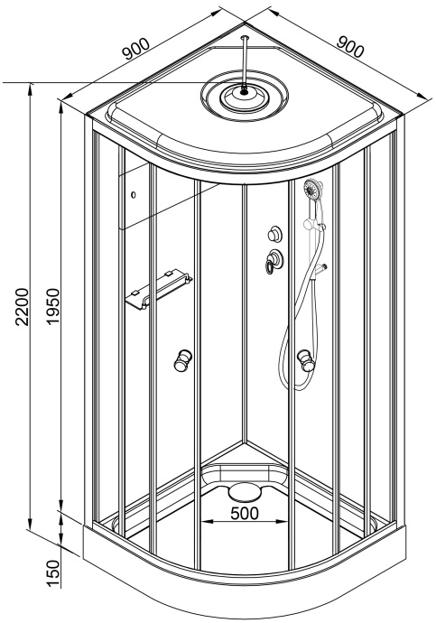 Душевая кабина Deto B 90х90  B09SELBLACK - 13