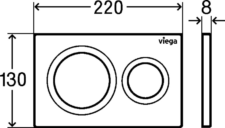 Клавиша смыва, Viega, Prevista, Visign for Style 20, для унитаза, ширина, мм-220, глубина, мм-8, высота, мм-130, тип смыва-двойной, тип управления-ручной нажимной, м 773786 - 2