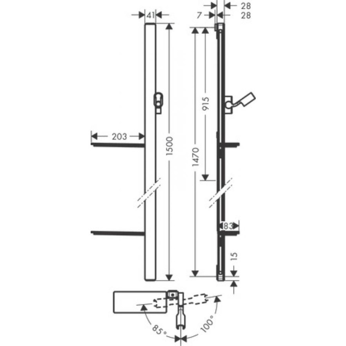 Душевая штанга Hansgrohe Unica E 150 см со шлангом, белый/хром 27645400 - 1