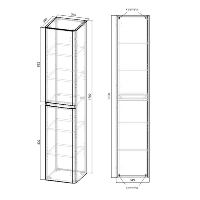 Шкаф-пенал Vincea Vico 35х170 белый VSC-2V170GW - 2