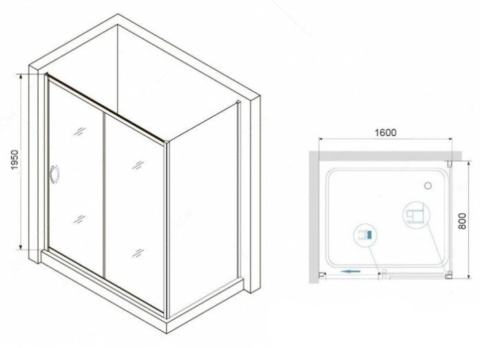 Душевой уголок RGW Passage PA-76-1 160x80 профиль хром стекло прозрачное 350876168-11 - 2