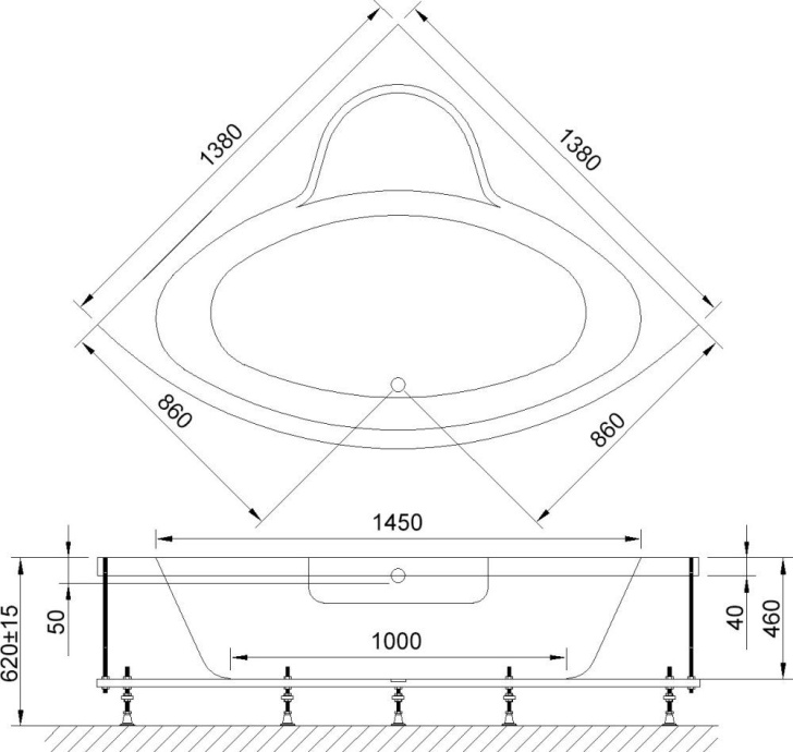 Акриловая ванна Royal bath Fanke 138x138 см  RB 581200 - 1