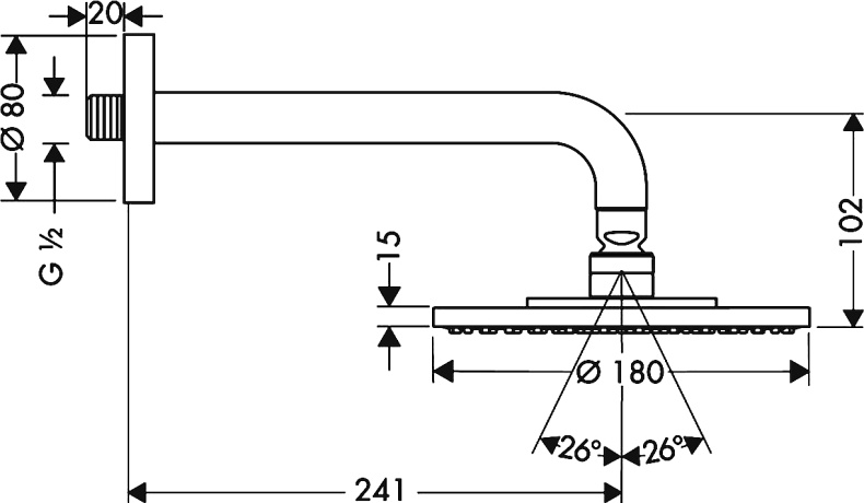 Верхний душ Hansgrohe Raindance S 180 1 jet 27471000 - 1