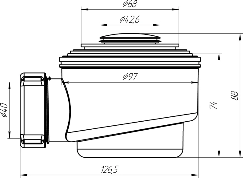 Сифон для поддона Triton Е410CL, Щ0000012875 - 1