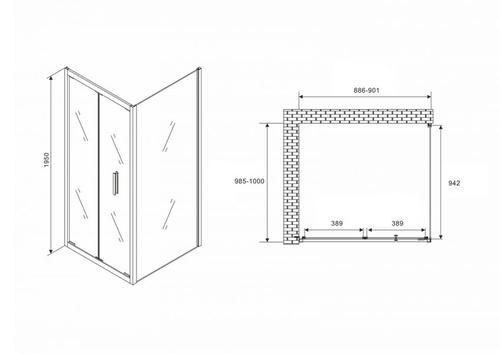 Душевой уголок Abber Sonnenstrand 90х100 хром  AG07090-S100 - 2