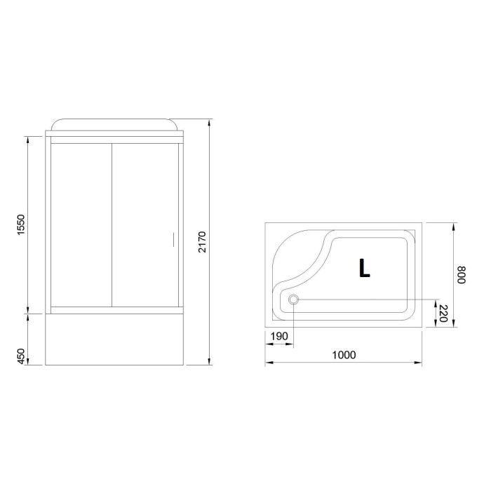 Душевая кабина Royal Bath BP 100x80 L профиль хром стекло матовое RB8100BP1-M-CH-L - 3