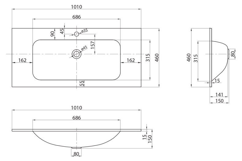 Раковина мебельная BelBagno 100 белый матовый  BB1010/465-LV-VTR-BO - 2