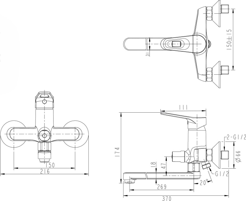 Душевой комплект Bravat Eco F00414C 2 в 1 - 2