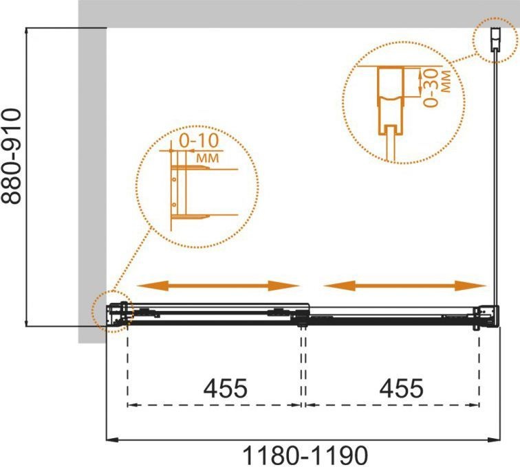 Душевой уголок Cezares Tandem Soft AH-2-120/90-P-Cr-R стекло punto TANDEM-SOFT-AH-2-120/90-P-Cr-R - 5