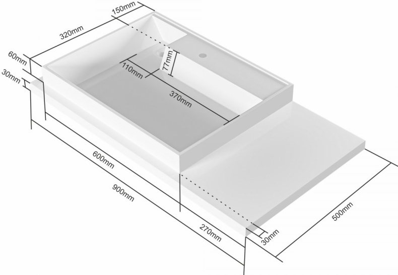 Раковина СанТа Юпитер 90 L, без кронштейнов 900128 - 3