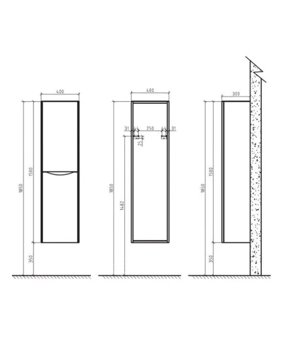 Шкаф-пенал Belbagno Luxury 40х150 хром  LUXURY/SOFT-1500-2A-SC-ME-RIGHT - 2