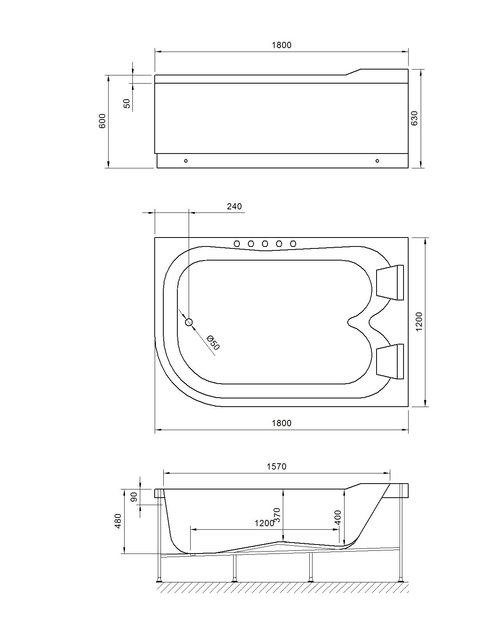 Ванна акриловая Royal Bath Norway Comfort 180х120 R с гидромассажем белый RB331100CM-R - 1