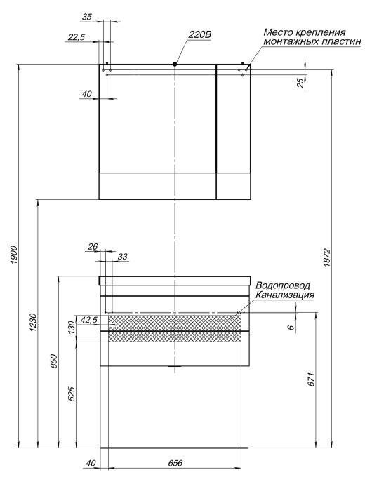 Зеркало-шкаф Aquanet Нота 75 камерино венге 00159109 - 25