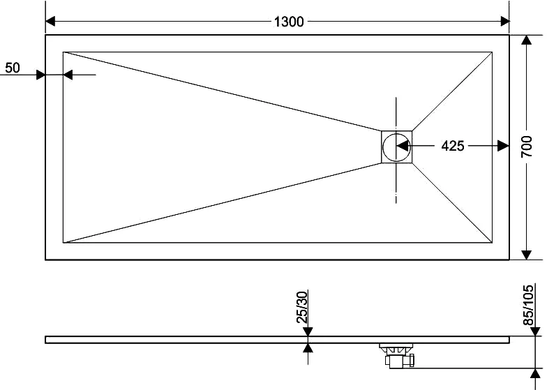 Поддон для душа RGW Stone Tray ST-0137G 70х130 серый  16152713-02 - 2