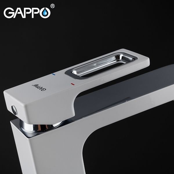 Смеситель для раковины Gappo хром белый G1017-8 - 4