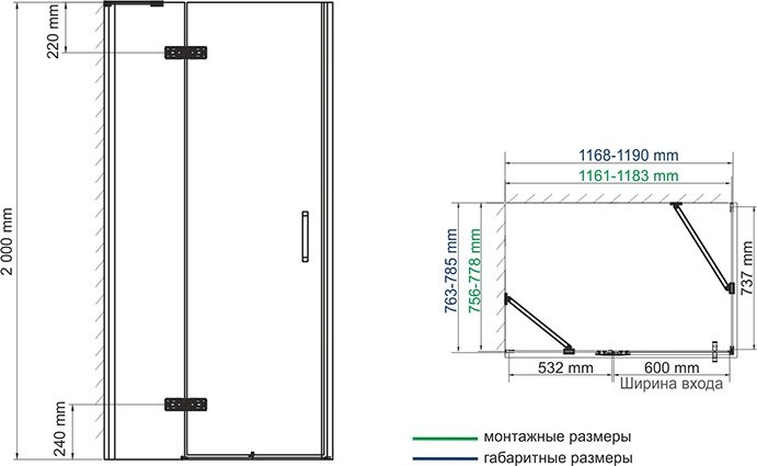 Душевой уголок Wasserkraft Aller Black 10H06LB 120x80 см 10H06LBLACK - 4