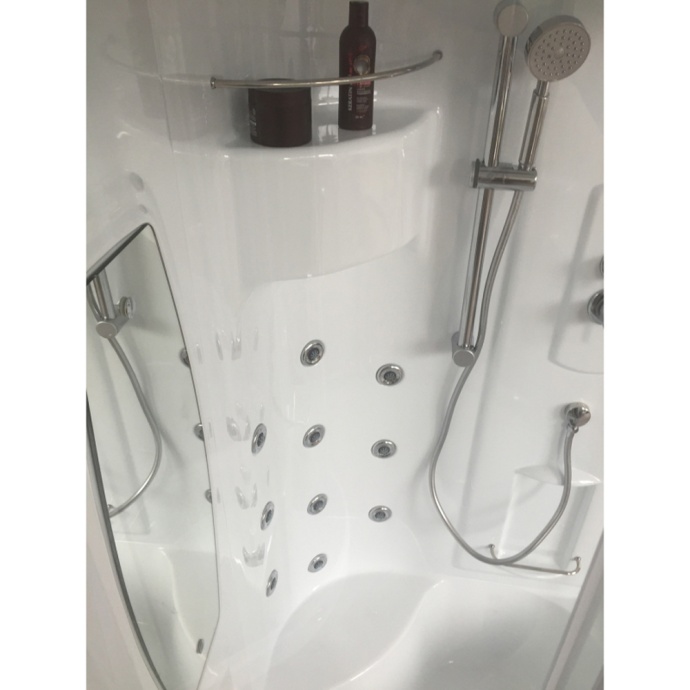 Душевая кабина Royal Bath 90х90 профиль хром стекло прозрачное с гидромассажем RB90NRW-T-CH-P - 4