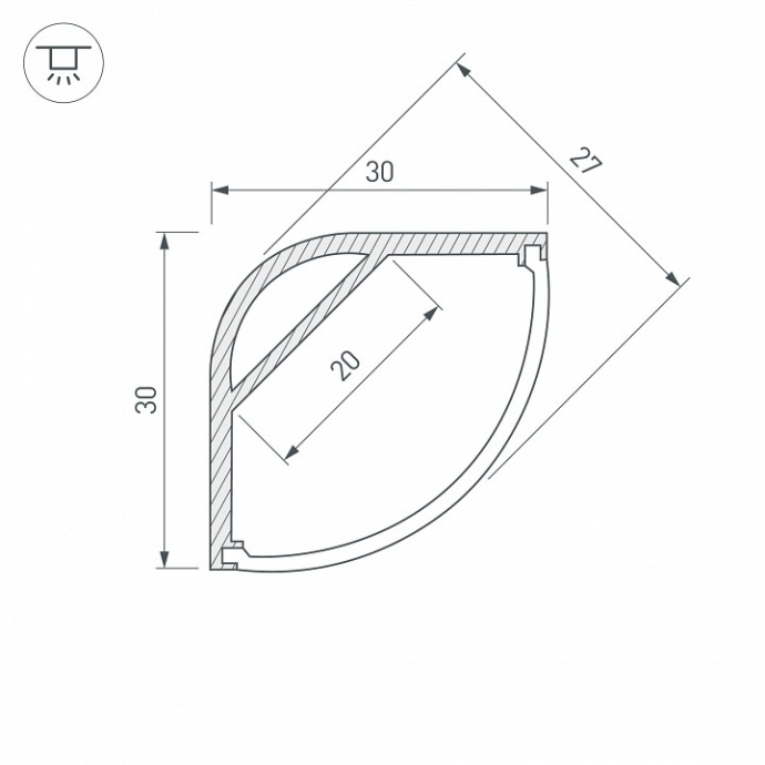 Профиль с рассеивателем Arlight ARH-Kant-H30-2000 Anod+Opal 036771 - 2