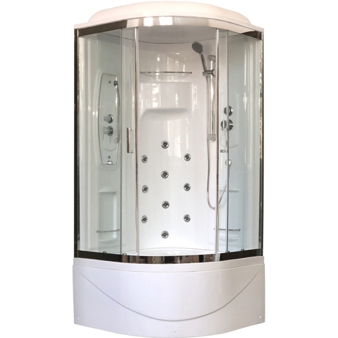 Душевая кабина Royal Bath 90х90 профиль хром стекло прозрачное с гидромассажем RB90NRW-T-CH-P - 0