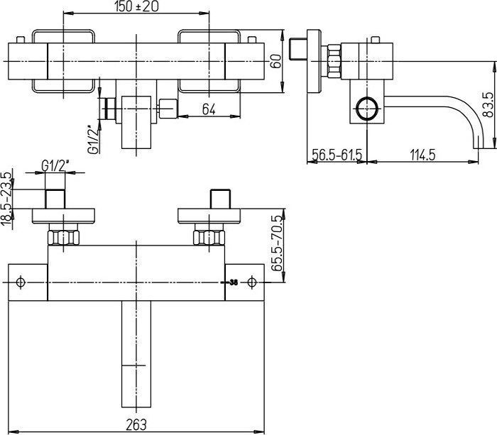 Смеситель для ванны с душем Paini Dax 84CR105TH - 1