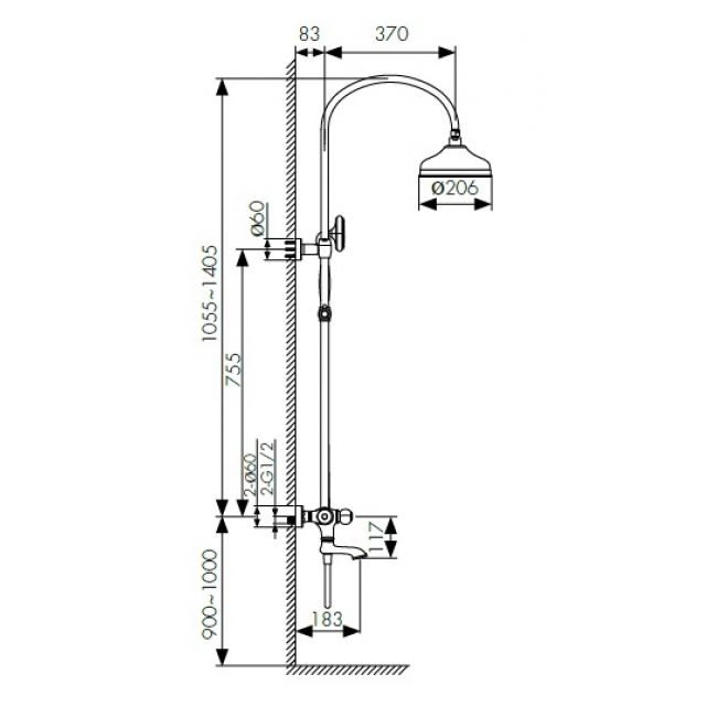 Душевая стойка Kaiser Aria 03182 - 1