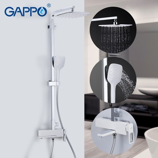 Душевая система Gappo, излив является переключателем на лейку белый/хром G2417-8 - 1
