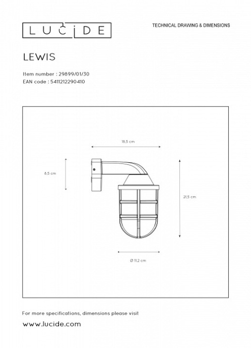 Уличный настенный светильник Lucide Lewis 29899/01/30 - 4