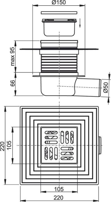 Душевой трап AlcaPlast   APV26C - 1