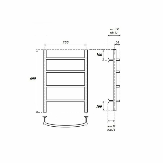 Полотенцесушитель водяной Point Афина 50х60 хром PN04156 - 1