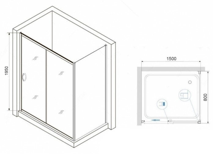 Душевой уголок RGW Passage PA-76-1 150x80 профиль хром стекло прозрачное 35087658-11 - 2