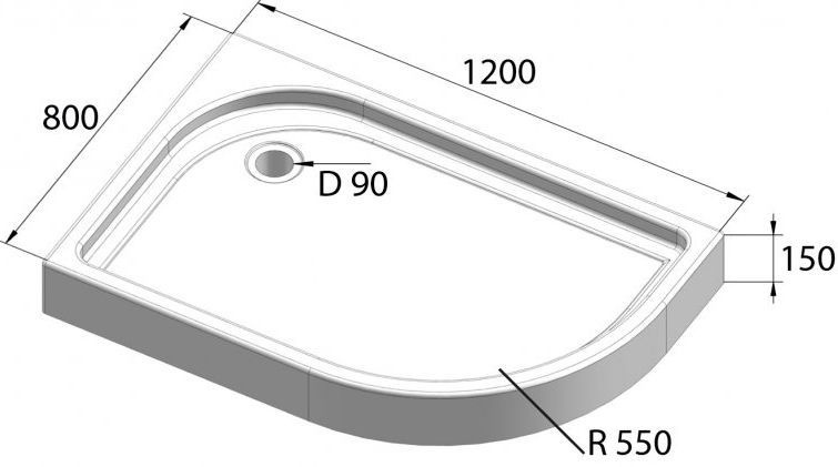 Поддон для душа BelBagno Tray 120х80 L R550 TRAY-BB-RH-120/80-550-15-W-L - 5